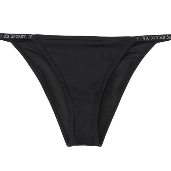 New VICTORIA SECRET Malibu Fabulous Logo Strap Swim Bottoms Black large - Picture 6 of 7